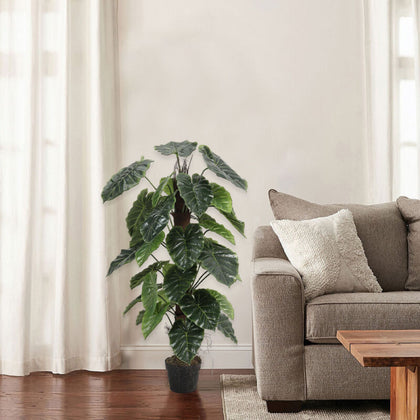 Artificial Tree Plants Monstera Leaves Tropical Palm Foliage In Pot Home Office