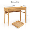 Modern Bamboo Computer Desk Study Writing Desk Workstation W/ 2 Storage Drawers