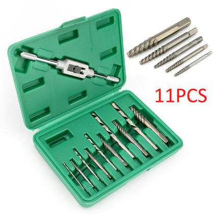 11× Screw Extractor Drill Bit Kit Guide Removal Broken Bolts Fastners Set