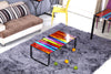 Retro Glass Coffee Side Table with Black Metal Legs Living Bedroom Furniture NEW
