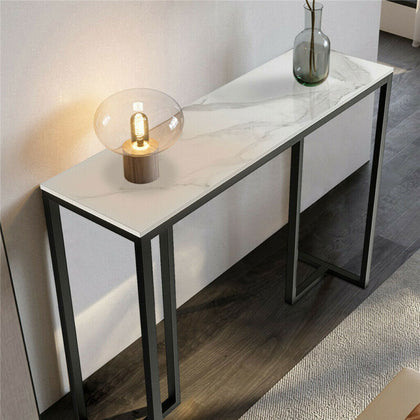 Modern Marble Console Table Sofa Table & Support Steel Bar Sturdy Entryway Table