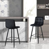 Pair of Bar Stools Upholstered Bar Chair Velvet Black Chair Modern Metal Legs