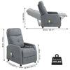 Grey Reclining Massage Sofa Armchair 6 Points Massage Heating Recliner Chair