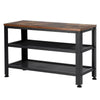 Industrial Shoe Bench Vintage Style Seat Rustic Metal Hallway Storage Tier Rack