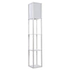 Modern Floor Lamp Standing Light w Wooden Storage Shelf Fabric Shade 220V