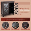 Wooden Buffet Cabinet Storage Sideboard Cupboard 2 Glass Doors Adjustable Shelf