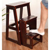 3-Tier Folding Step Stool 3-in-1 Wooden Stepladder Portable Display Flower Shelf