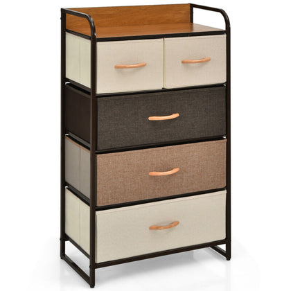 5-Drawer Dresser Storage 4-Tier Organizer Tower Bedside Display Stand Foldable