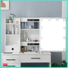 Dressing Table With Led Mirror, Drawers Vanity Table Makeup Desk Stool Set White