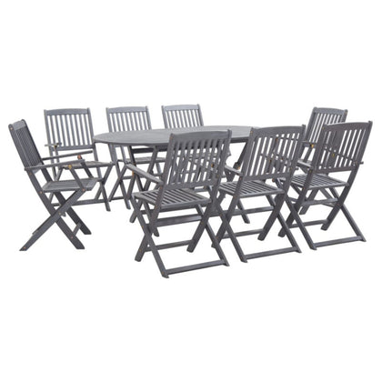 9 Piece Garden Dining Set Solid Acacia Wood Grey I4D4