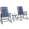 3 PCS Folding Garden Patio Bistro Set Rocking Padded Chairs Glass Coffee Table