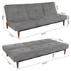 Multifunctional Adjust 3 Seater Sofa Bed Velvet Sofabed Click Clack Wooden Legs