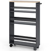 Slim Storage Cart 4-Tier Narrow Rolling Storage Cart w/ Handle Universal Casters