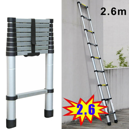 Telescopic Loft Ladder 2.6M/8.5FT Extendable Collapsible Step Ladders Foldable