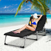 Adjustable Beach Chaise Lounger Deck Chair W/ Soft Mattress & Removable Pillow