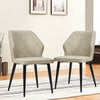 2 pcs Dining Chairs Set Faux Leather PU Seat Soft Back Metal Legs Kitchen Chair