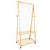 Bamboo Clothes Rail Rack Hanging Stand Shoe Rack Storage Shelf Clothes Hanger