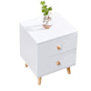 Nightstand 2White Drawers Storage Wood Bedside Cabinet Small Side Table Bedroom