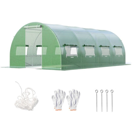 Outdoor Walk-in Tunnel Greenhouse Garden Planter Growth Tent w/ 10 Windows 3MX6M