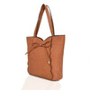 Bow Detail Tan Large Tote Bag Ladies Womens Shoulder Handbag