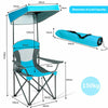 Outdoor Canopy Chair Sunshade Folding Camping Chair W/ Cup Holder & Carrying Bag