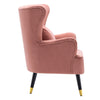 Smoky Pink Velvet Armchair Wing Back Velvet Tufted Cocktail Chair With Cushion