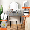 Vanity Table Set Large Makeup Dressing Desk & Stool Set with Lighted Mirror