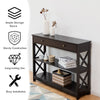 3-Tier Console Table X-Design Hallway Storage Cabinet Sofa Side Table W/ Drawer