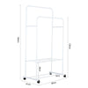 Floor Stand Coat Rack Garment Rail Clothes Drying Hanging Double Bar Shelf Wheel