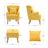Linen Fabric Leisure Chairs Shell Wingback Sofa Recliner Armchair With Footstool