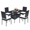 5-Piece Patio Rattan Dining Set Outdoor Dining Furniture w/ 1 Table &4 Chairs