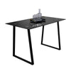 U-shaped Legs Dining Table Black Metal Frame Tempered Glass Home Kitchen Modern