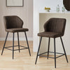 2pcs Bar Stools Dining Chairs Barstools Faux Leather Brown Upholstered Seat