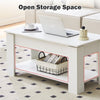 White Coffee Table with Lift Top Storage Shelf Wood Living room Height Ajustable