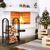 Fireplace Log Rack Set 4-Piece Fireplace Tools Wrought Iron Storage Logs Holder