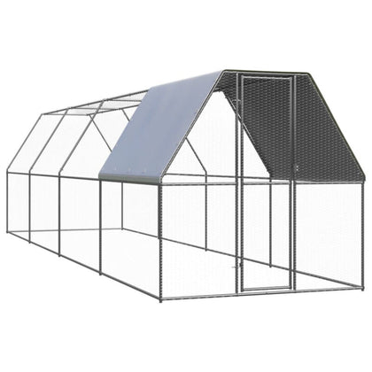 Outdoor Chicken Cage 2x8x2 m Galvanised Steel F9E3