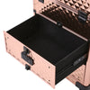 Rose Gold Makeup Trolley Train Case Beauty Cosmetic Vanity Case Box Wheel Drawer