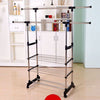 Heavy Duty Double Garment Hanging Stand Clothes Rail Rack W/Shoe Storage Shelves