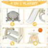 Toddler Slide and Swing Set 4 in 1, Kids Playground Climber Swing Playset Beige