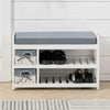 Wooden Shoe Bench with Cushion Shoes Storage Bench Padded Seat Shelves Drawers