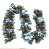 9ft Thick Christmas Garland XMAS Decorative Pre-Lit LED Lights Door Shop Wreath