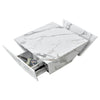 Wooden Coffee Table with Storage Drawer Marble-Look Modern Living Room Furniture