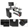 360° Rotatable Corner Desk Storage Shelf Combo Workstation L-Shaped Table Office