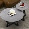 Set of 2 Stylish Slate Handcrafted Steel Round Coffee Table Stacking Tea Tables