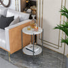 2 Tiers Round Marble Side End Table Center Table& Storage Gold/Black Metal Frame