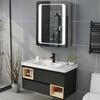 Modern Bathroom Mirror Cabinet LED Illuminated Cupboard With Clock Motion Sensor