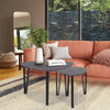 Scandinavian Nest of 3 Tables Tea Coffee Lamp Table Side End Table Metal Legs
