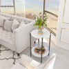 2 Tiers Round Marble Side End Table Center Table& Storage Gold/Black Metal Frame