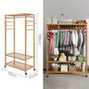 Wooden Clothes Rail Scarf Cap Hanging Garment Coat Rack Heavy Duty Rolling Stand