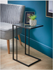 Sofa Side Table Black With Clear Glass Top Coffee End Table Living Room - Munich